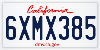 CA license plate 6XMX385