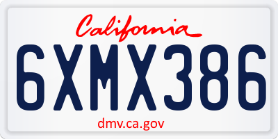 CA license plate 6XMX386