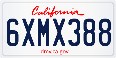 CA license plate 6XMX388
