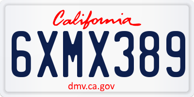 CA license plate 6XMX389