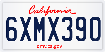 CA license plate 6XMX390
