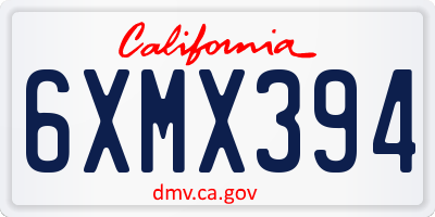 CA license plate 6XMX394