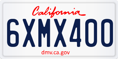 CA license plate 6XMX400
