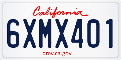 CA license plate 6XMX401