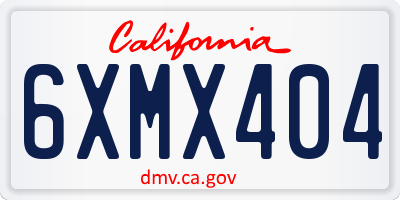 CA license plate 6XMX404