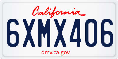 CA license plate 6XMX406