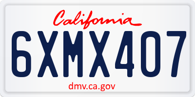 CA license plate 6XMX407