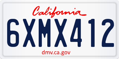 CA license plate 6XMX412
