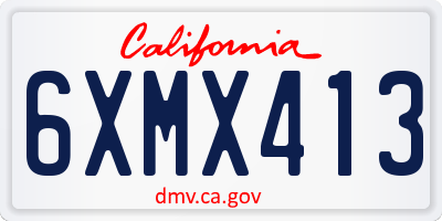 CA license plate 6XMX413