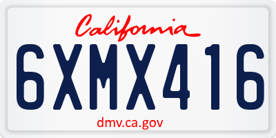 CA license plate 6XMX416