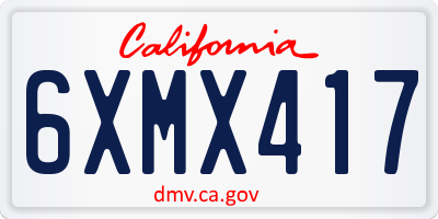 CA license plate 6XMX417