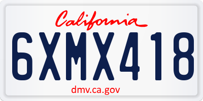 CA license plate 6XMX418
