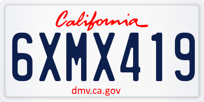 CA license plate 6XMX419