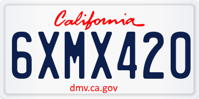 CA license plate 6XMX420