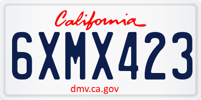 CA license plate 6XMX423
