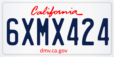 CA license plate 6XMX424