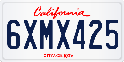 CA license plate 6XMX425