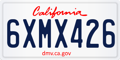 CA license plate 6XMX426