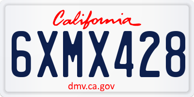 CA license plate 6XMX428