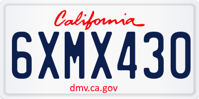 CA license plate 6XMX430
