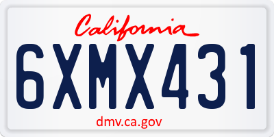 CA license plate 6XMX431