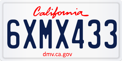 CA license plate 6XMX433