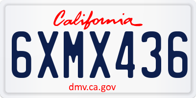 CA license plate 6XMX436
