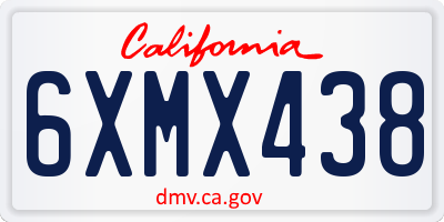 CA license plate 6XMX438