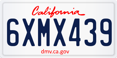 CA license plate 6XMX439