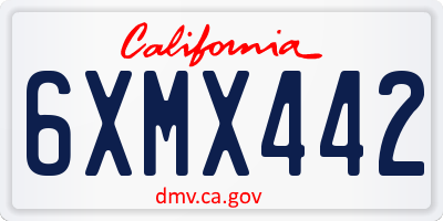 CA license plate 6XMX442