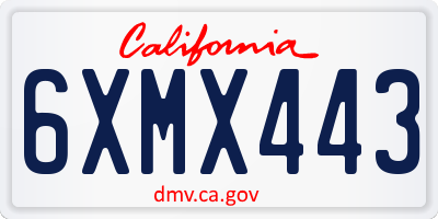CA license plate 6XMX443