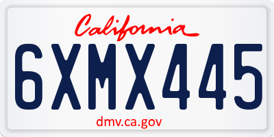 CA license plate 6XMX445