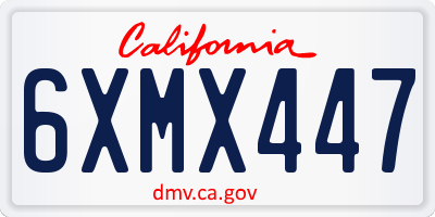 CA license plate 6XMX447