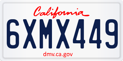 CA license plate 6XMX449