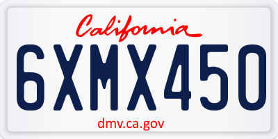CA license plate 6XMX450