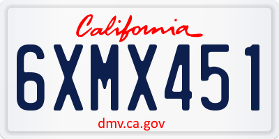 CA license plate 6XMX451