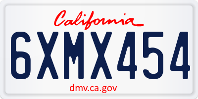 CA license plate 6XMX454