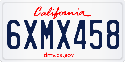 CA license plate 6XMX458