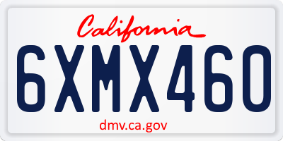 CA license plate 6XMX460