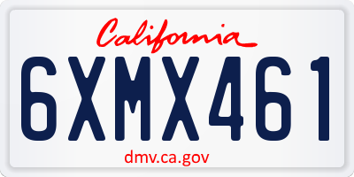 CA license plate 6XMX461