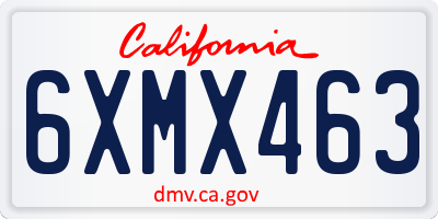 CA license plate 6XMX463