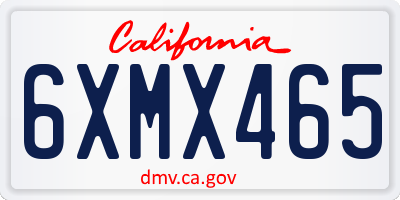 CA license plate 6XMX465