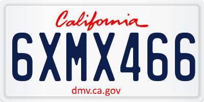 CA license plate 6XMX466