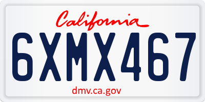 CA license plate 6XMX467