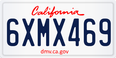 CA license plate 6XMX469