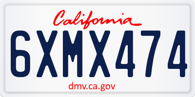 CA license plate 6XMX474