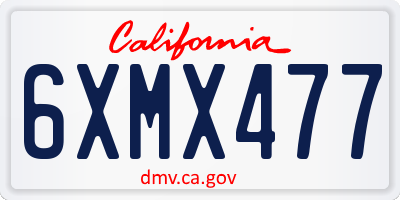 CA license plate 6XMX477