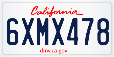 CA license plate 6XMX478