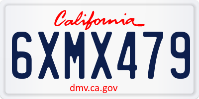 CA license plate 6XMX479
