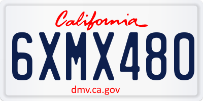 CA license plate 6XMX480